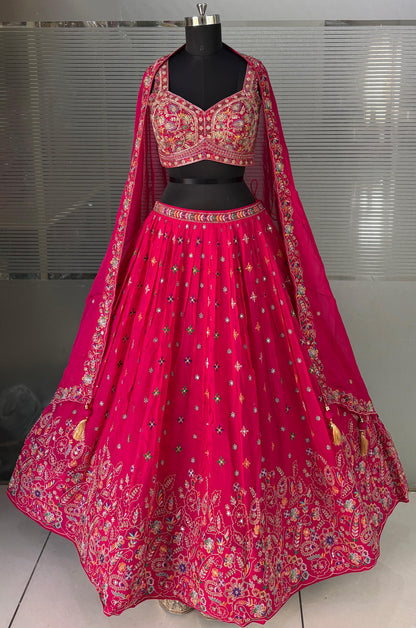 Hot Pink Crop Top Lehenga