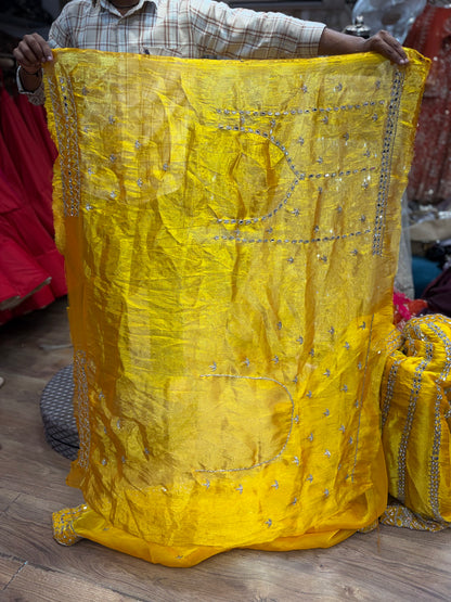 Yellow Haldi Mehendi Mirror Work Lehenga - Shopping World