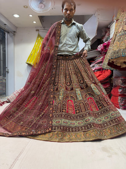 Astonishing maroon bridal Lehenga