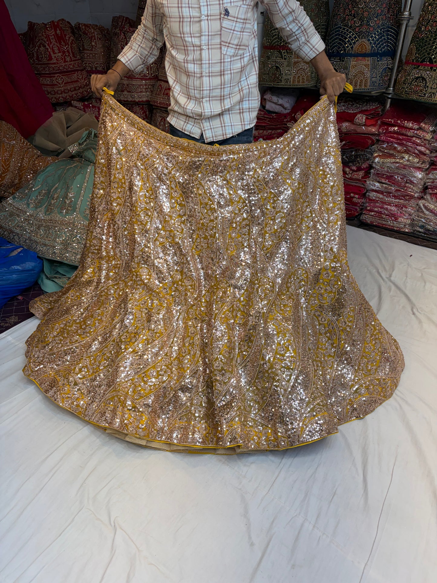 Yellow Haldi Mehendi Designer Lehenga