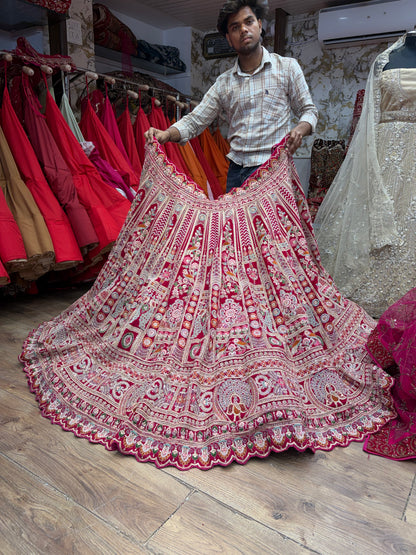 Rani pink Peacock Bridal Lehenga