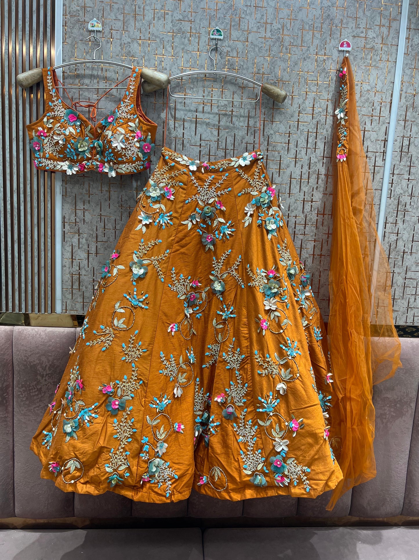 Yellow Haldi Mehendi Pdp Crop Top Lehenga