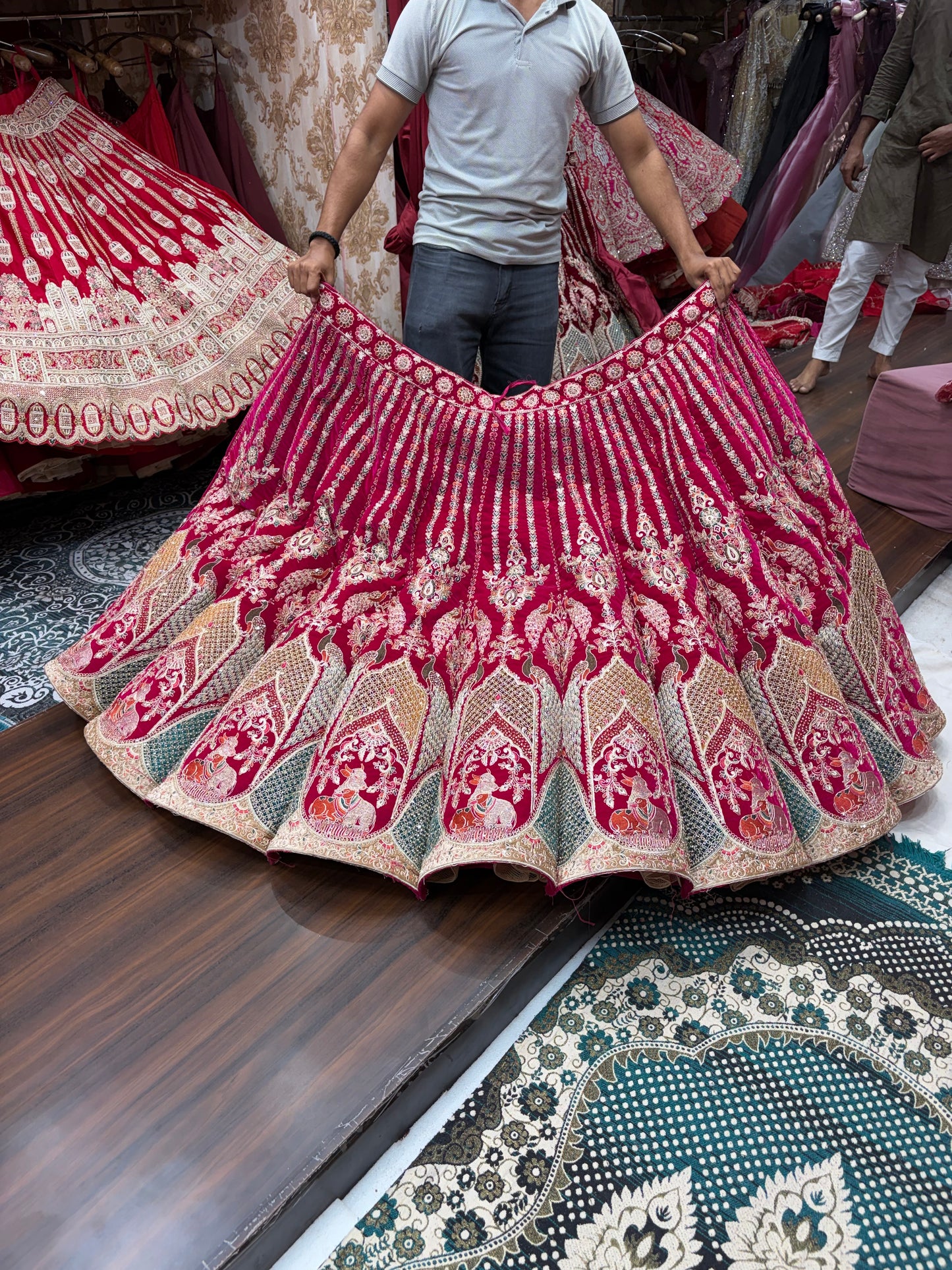 Maroon Peacock Ball Bridal Lehenga