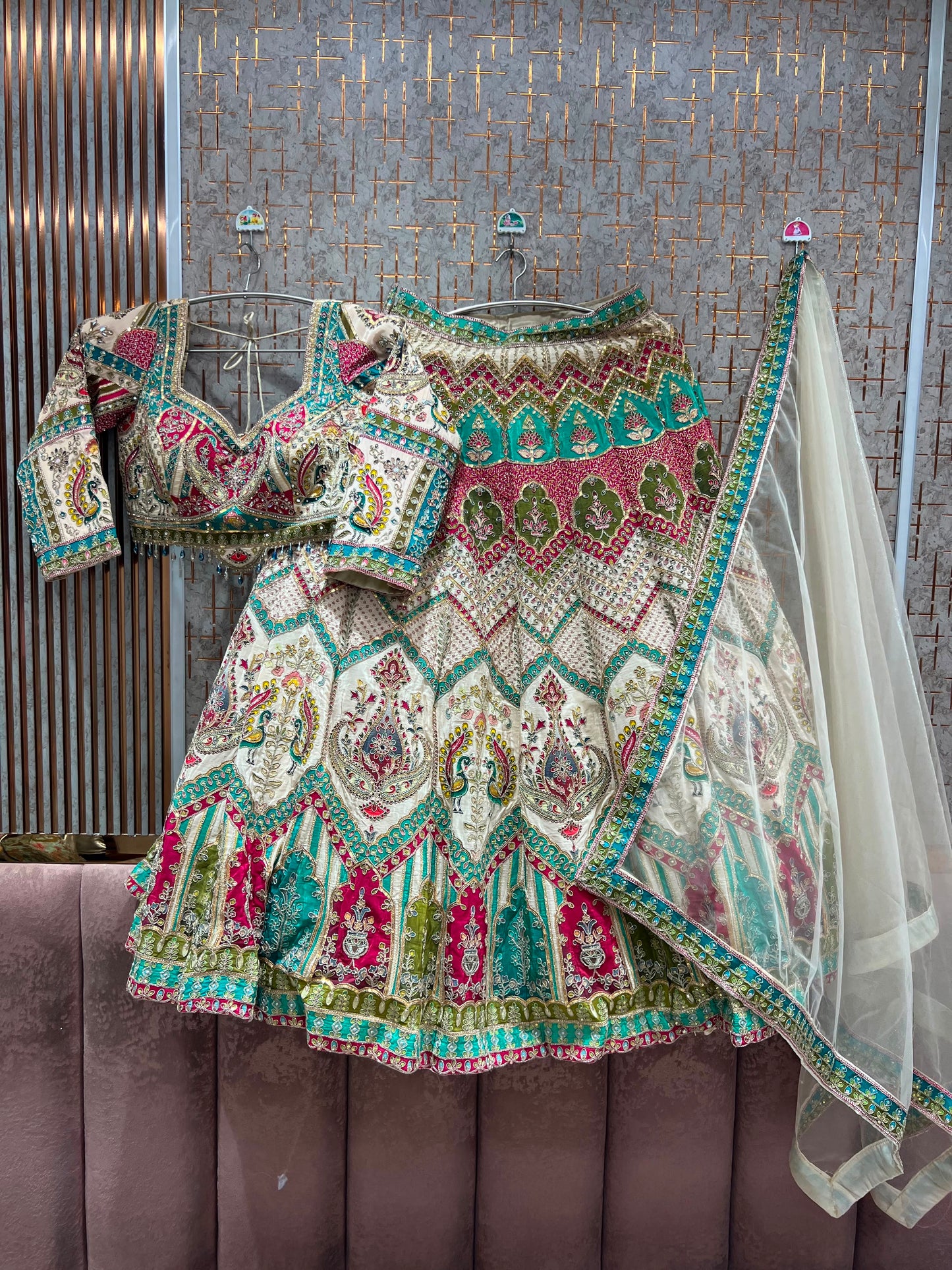 Peach Pink Crop Top Lehenga