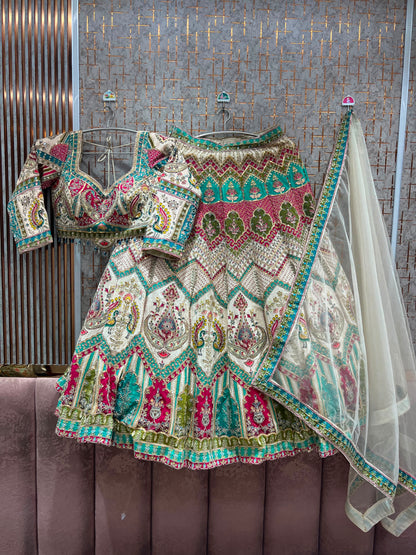 Peach Pink Crop Top Lehenga