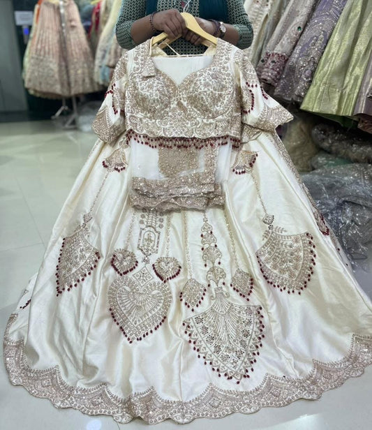 White crop top Lehenga