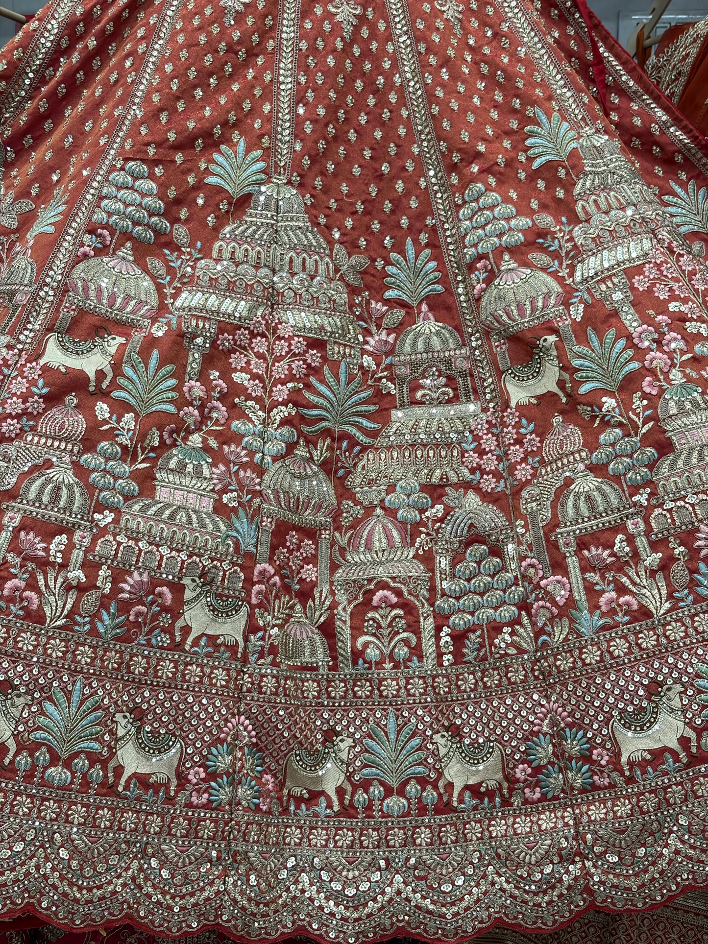 Rust Orange peach Bridal Lehenga