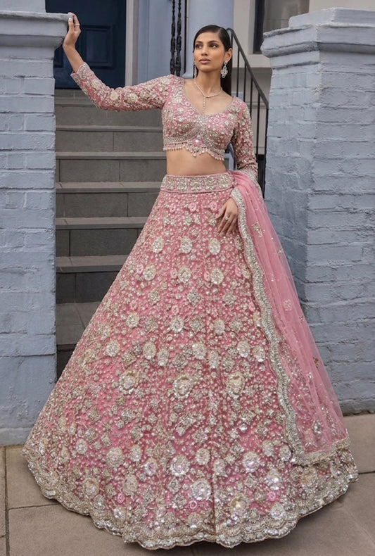 Sky Blue crop top lehenga