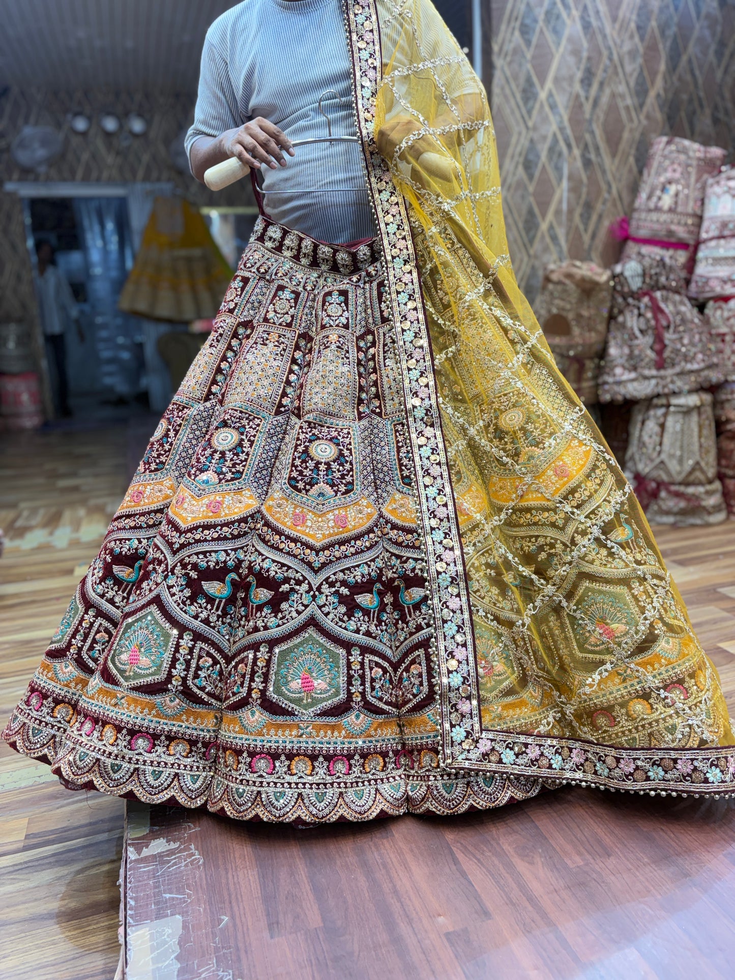 Good looking maroon ball bridal Lehenga