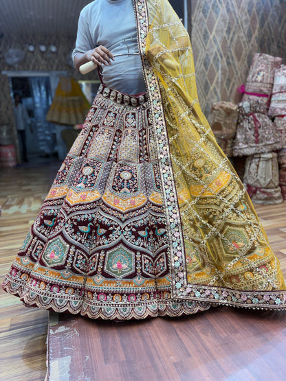 Good looking maroon ball bridal Lehenga