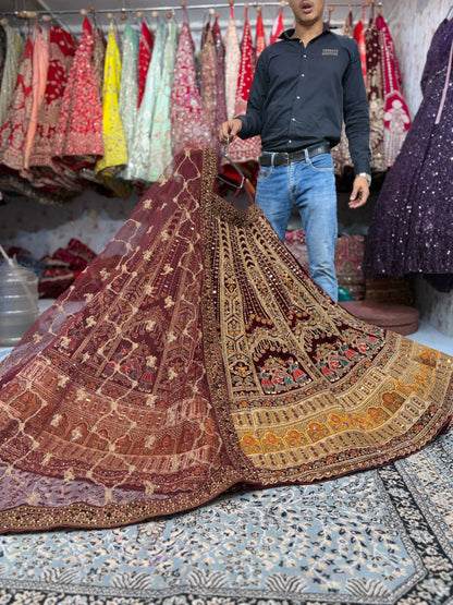 Fantastic maroon Doli barat bridal Lehenga