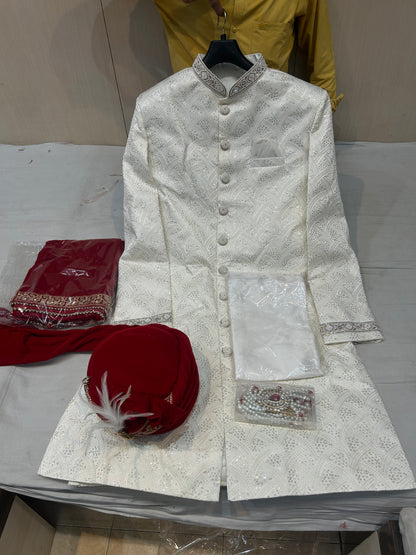 Attractive white sherwani