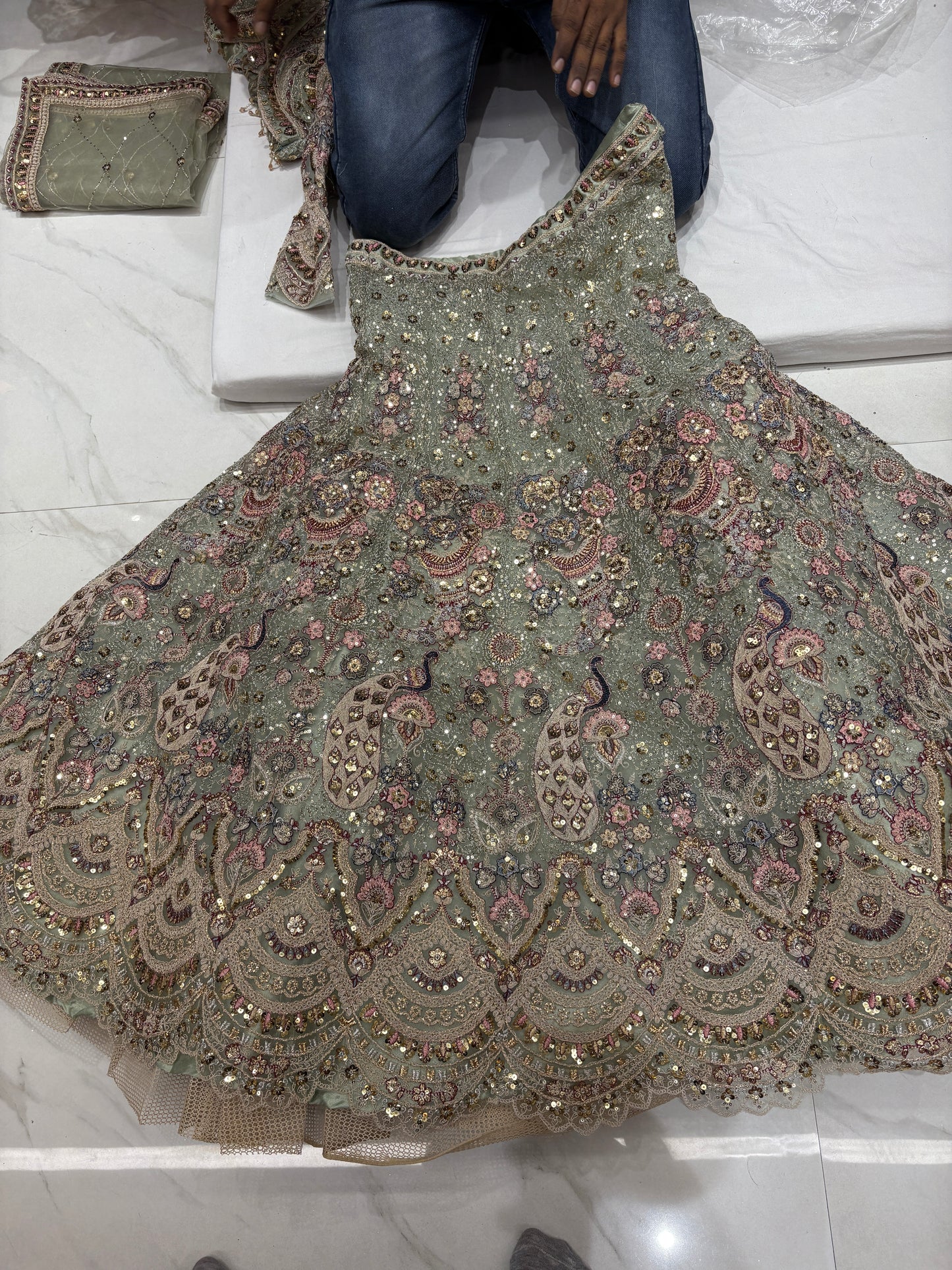 Something different Light pink peacock crop top Lehenga Happy Customer