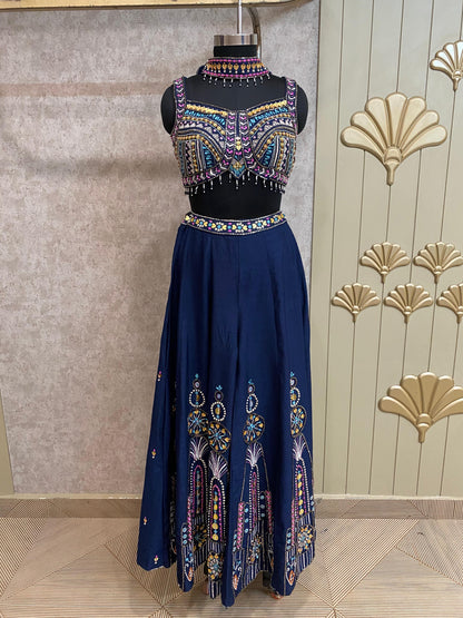 Blue Long Sharara Suit Dress Material