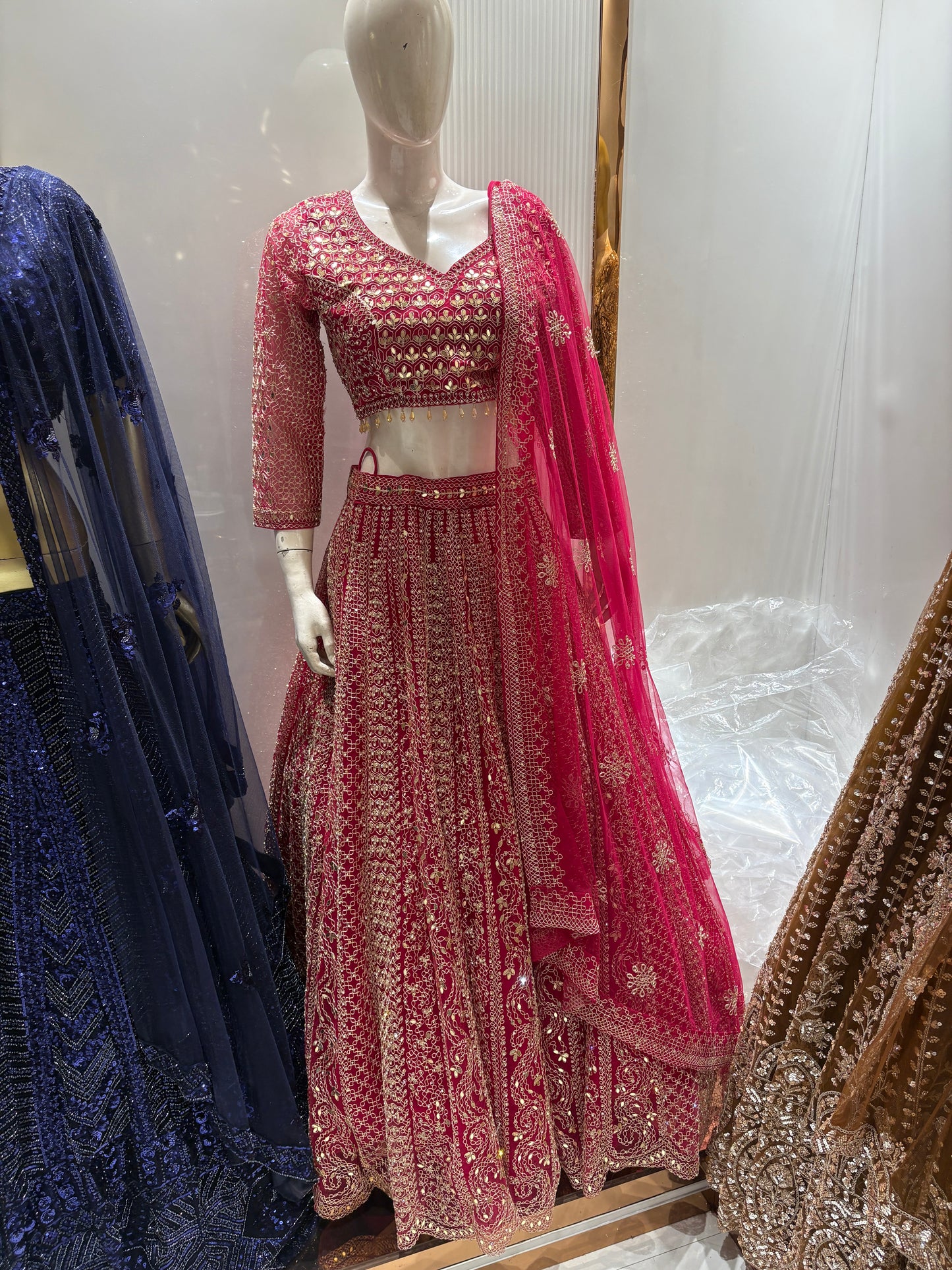 Fabulous Pink crop top Lehenga