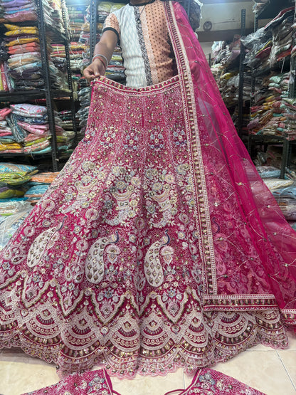 Something different Light pink peacock crop top Lehenga Happy Customer