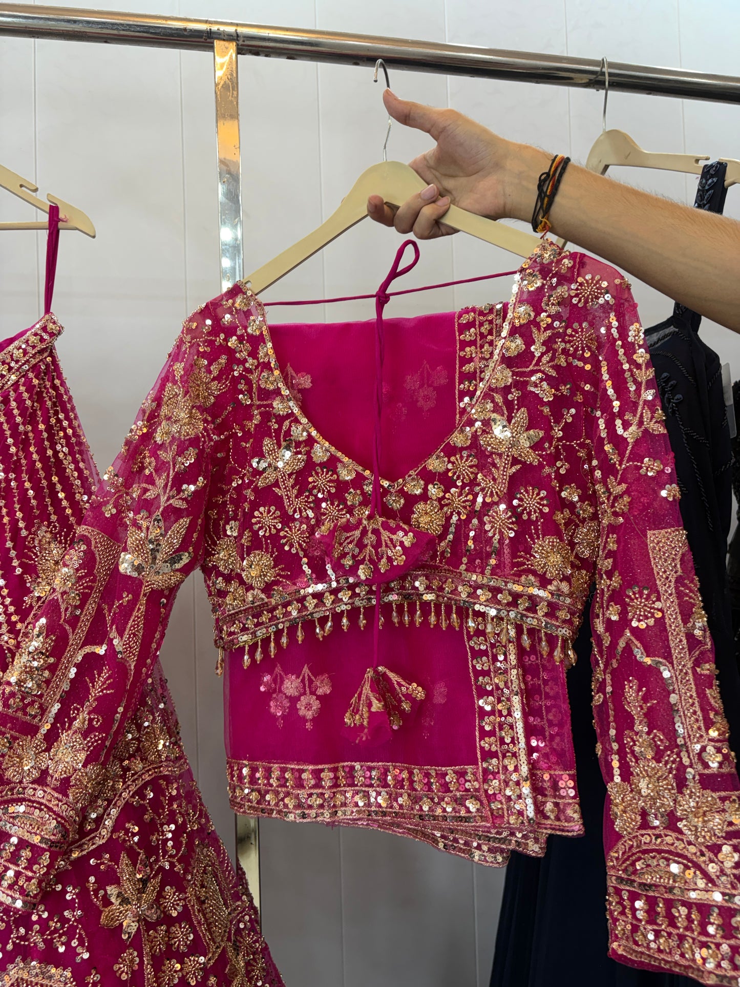 Designer Red crop top Lehenga Happy Customer