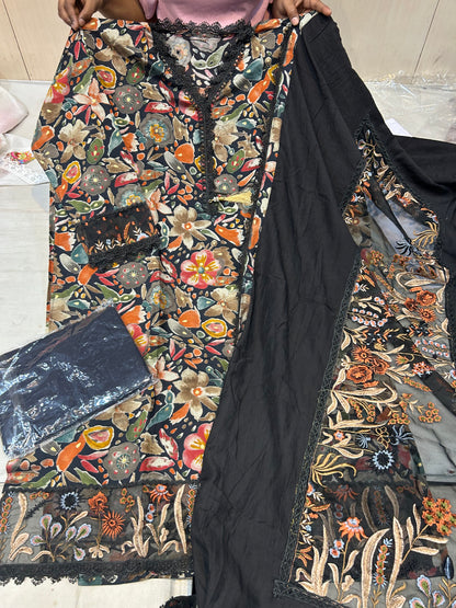 Black Designer Unstitched Suit 😍