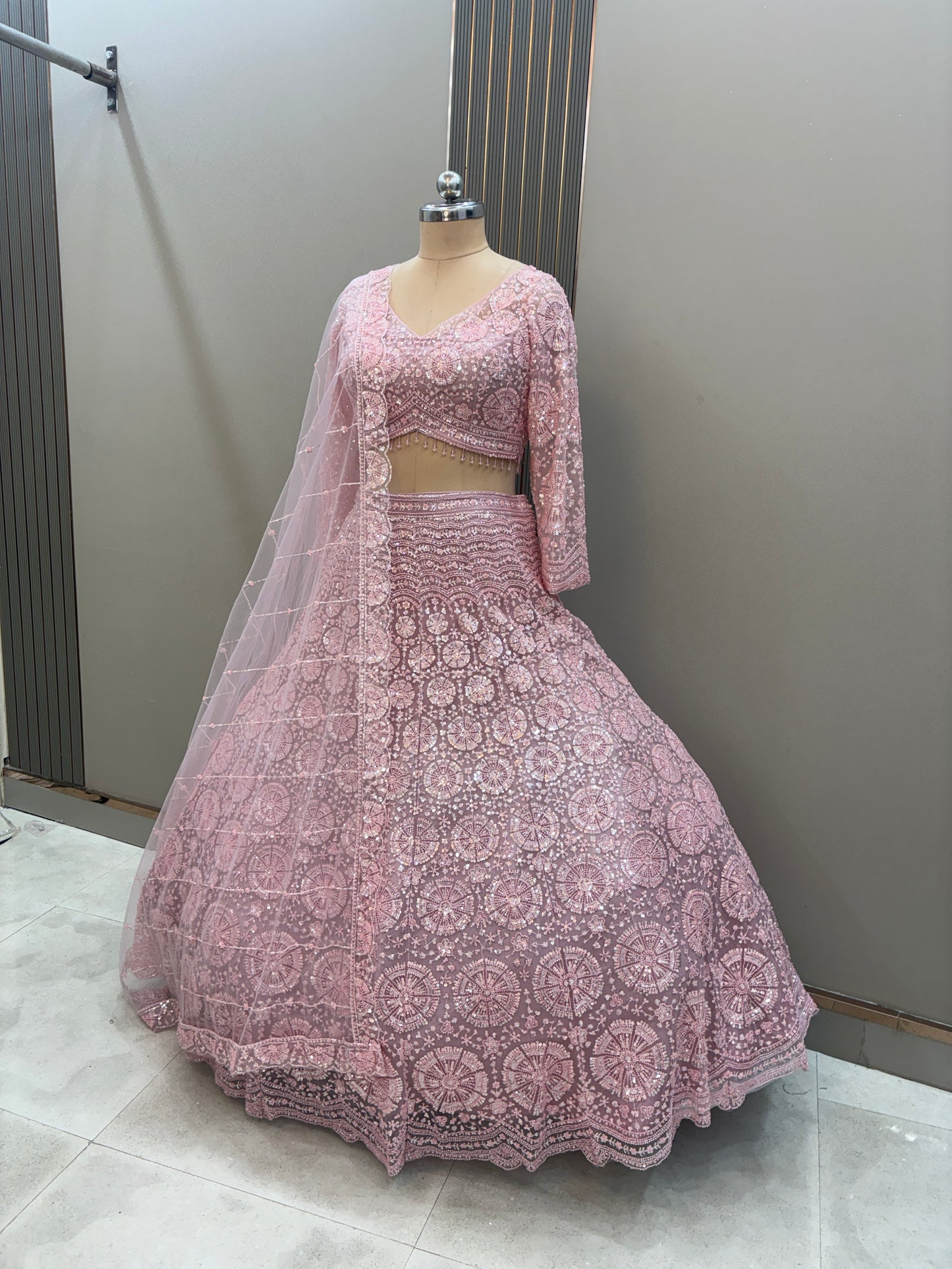 Gorgeous Cherry red on red Monotone Crop top Lehenga