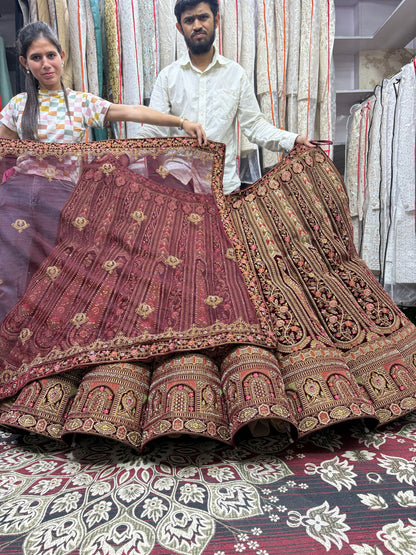 Good looking maroon ball bridal Lehenga