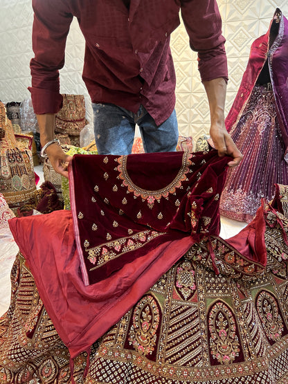 Glamorous maroon bridal Lehenga