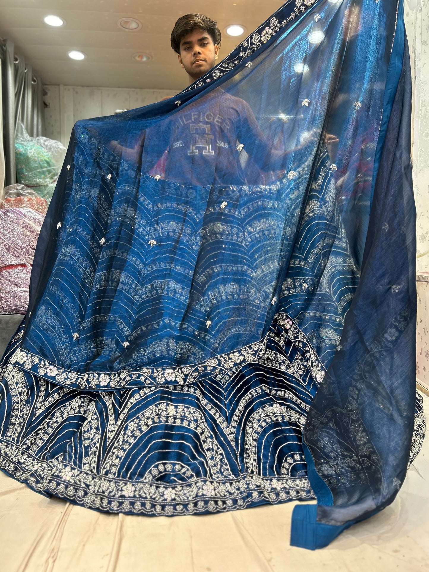 Good looking blue partywear lehenga