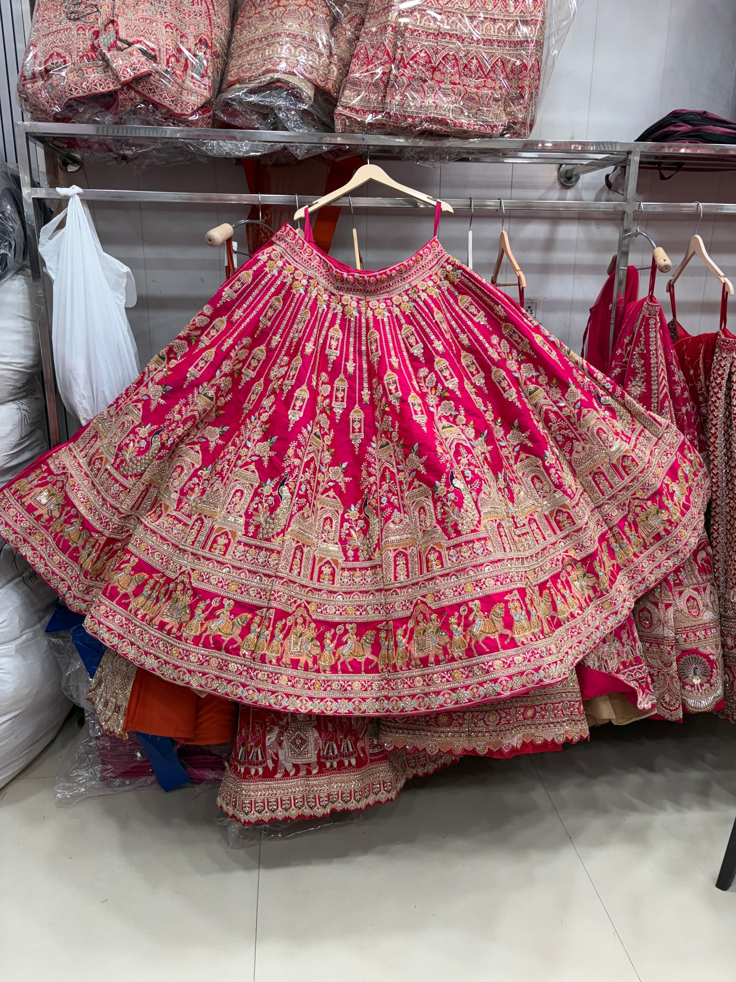 Rani pink peacock Bridal Lehenga