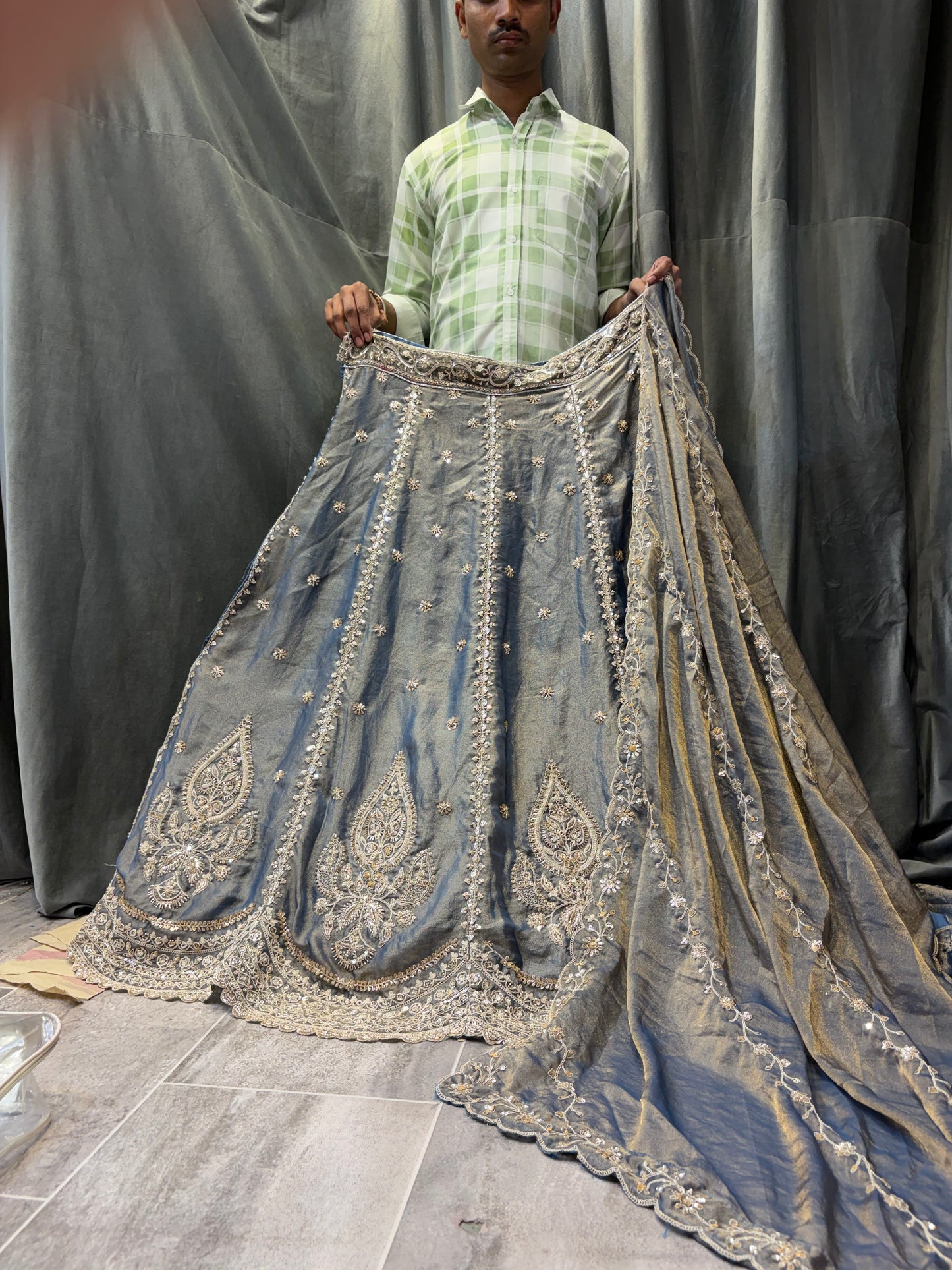 Grey Blue Lehenga