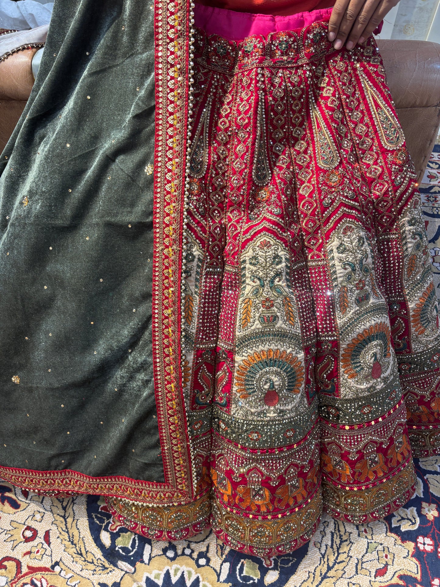 Designer pink peacock Ball bridal Lehenga