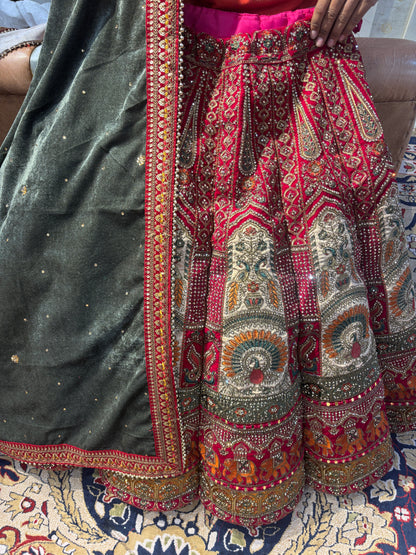 Designer pink peacock Ball bridal Lehenga