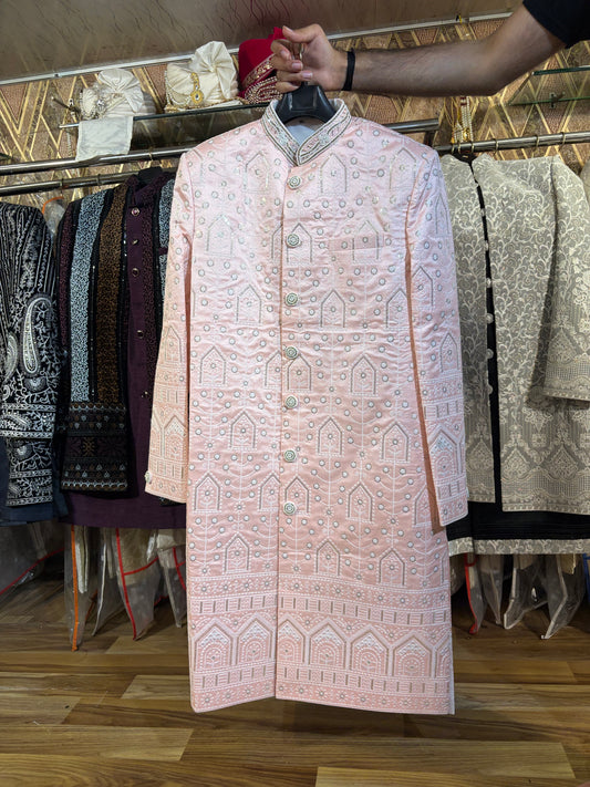 Pink Jodhpuri indo western blazer kurta Sherwani