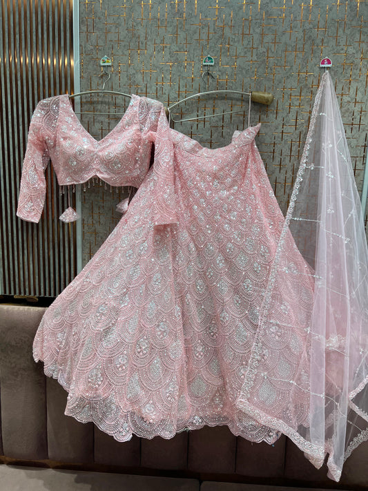 Pink On Pink monotone Crop Top Lehenga