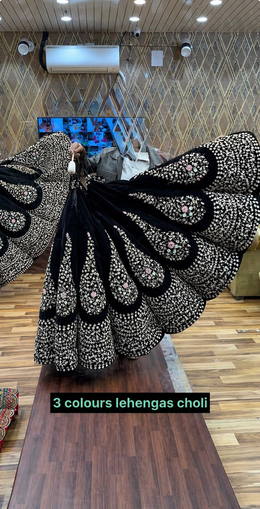 Heavy Black Ball Bridal Lehenga
