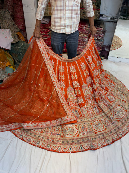 Rust Orange Designer Lehenga