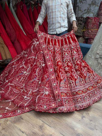 Red peacock Ball Bridal Lehenga