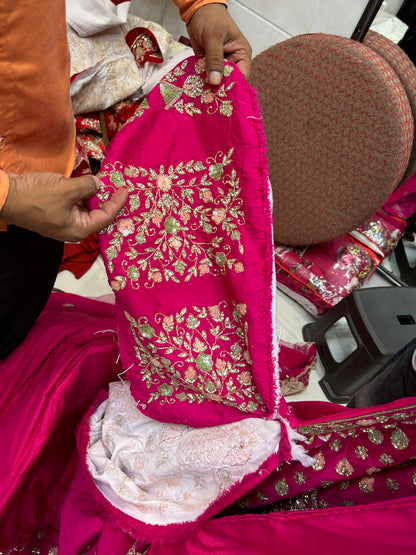 Dark pink handwork bridal Lehenga