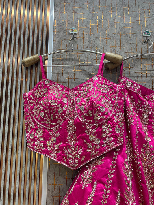 pink crop top Lehenga