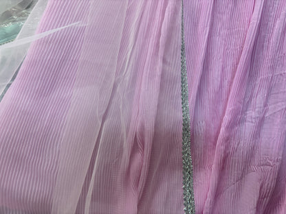 Eye catching pink crop top Lehenga