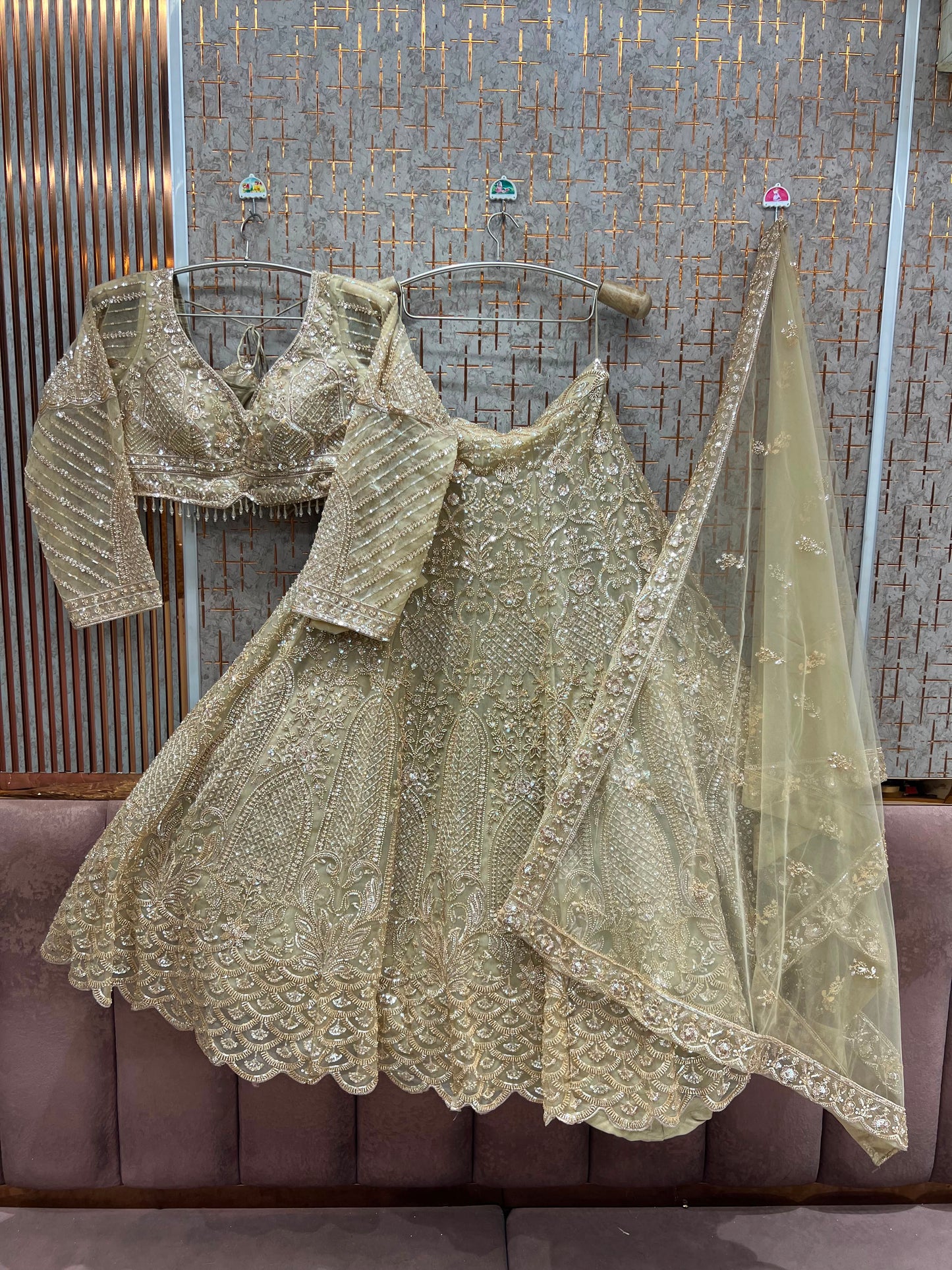 Peach Pink Crop Top Lehenga