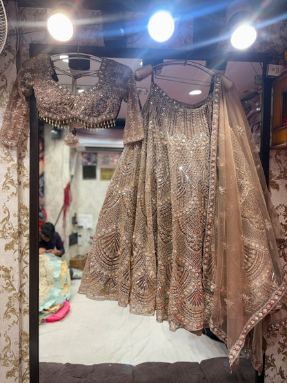 Stunning brown peach Crop Top Lehenga