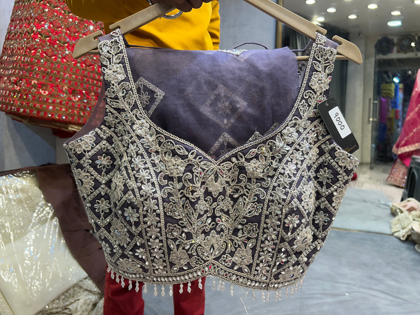 Designer lavender crop top lehenga