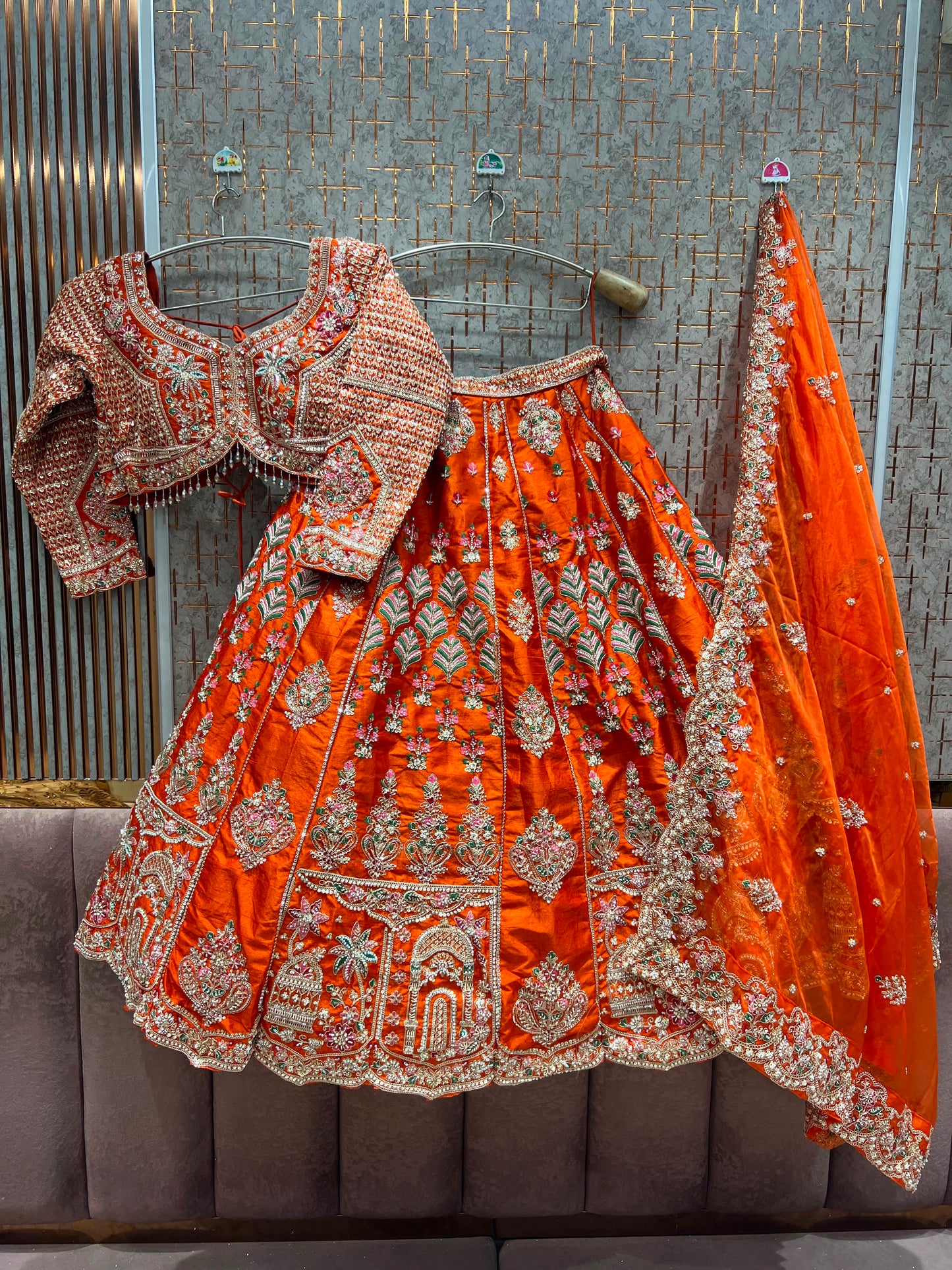 Pink Designer Crop Top Lehenga