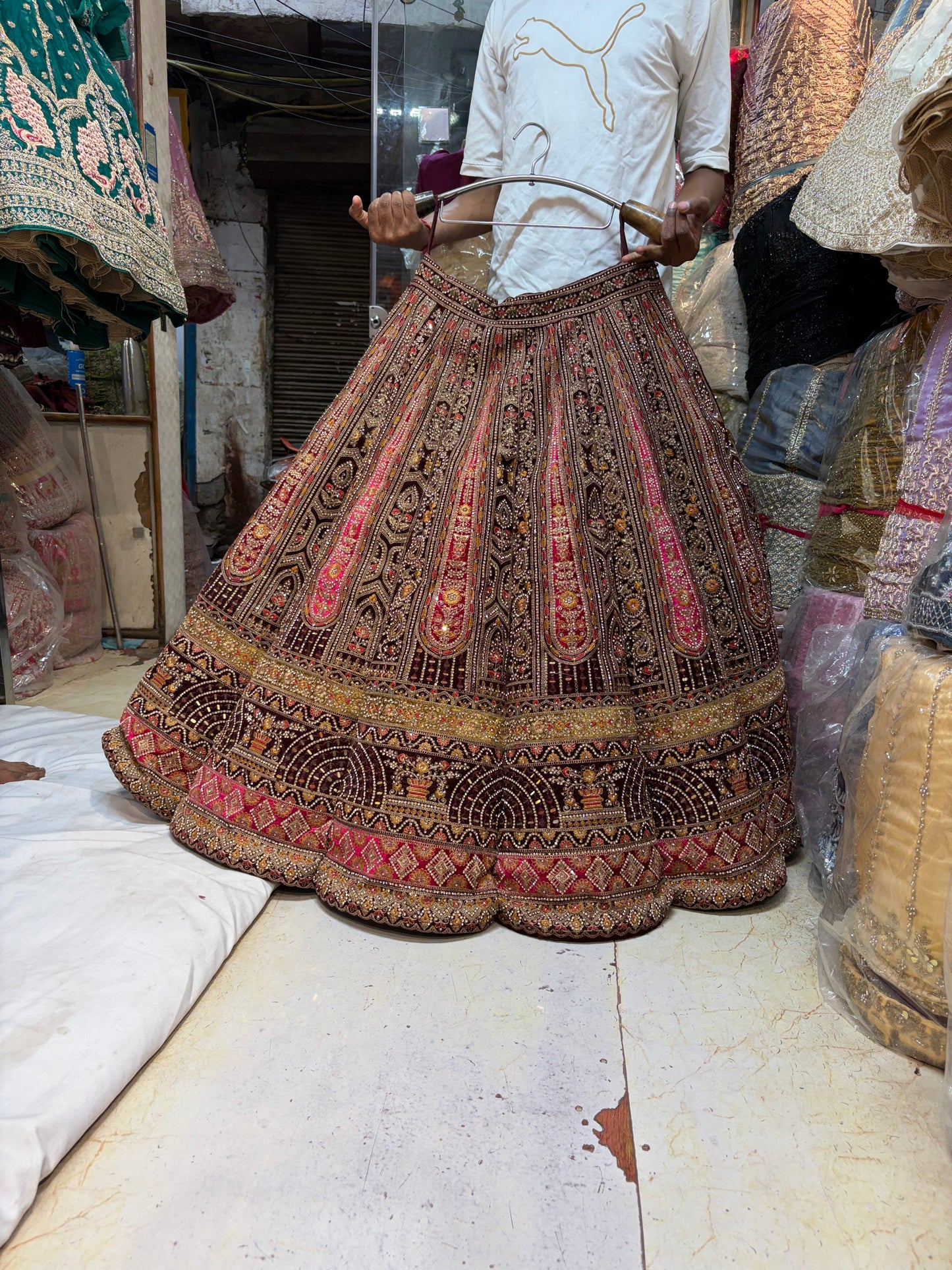 Maroon Ball Bridal Designer Lehenga