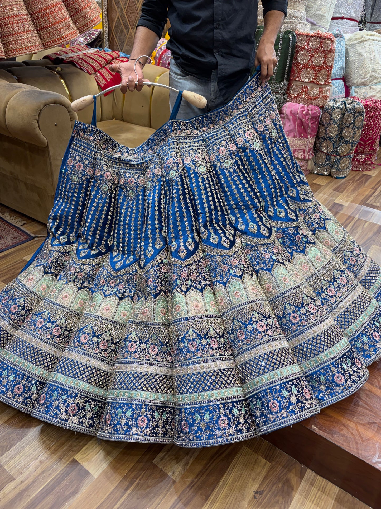 Rust orange Jhumka Ball Lehenga