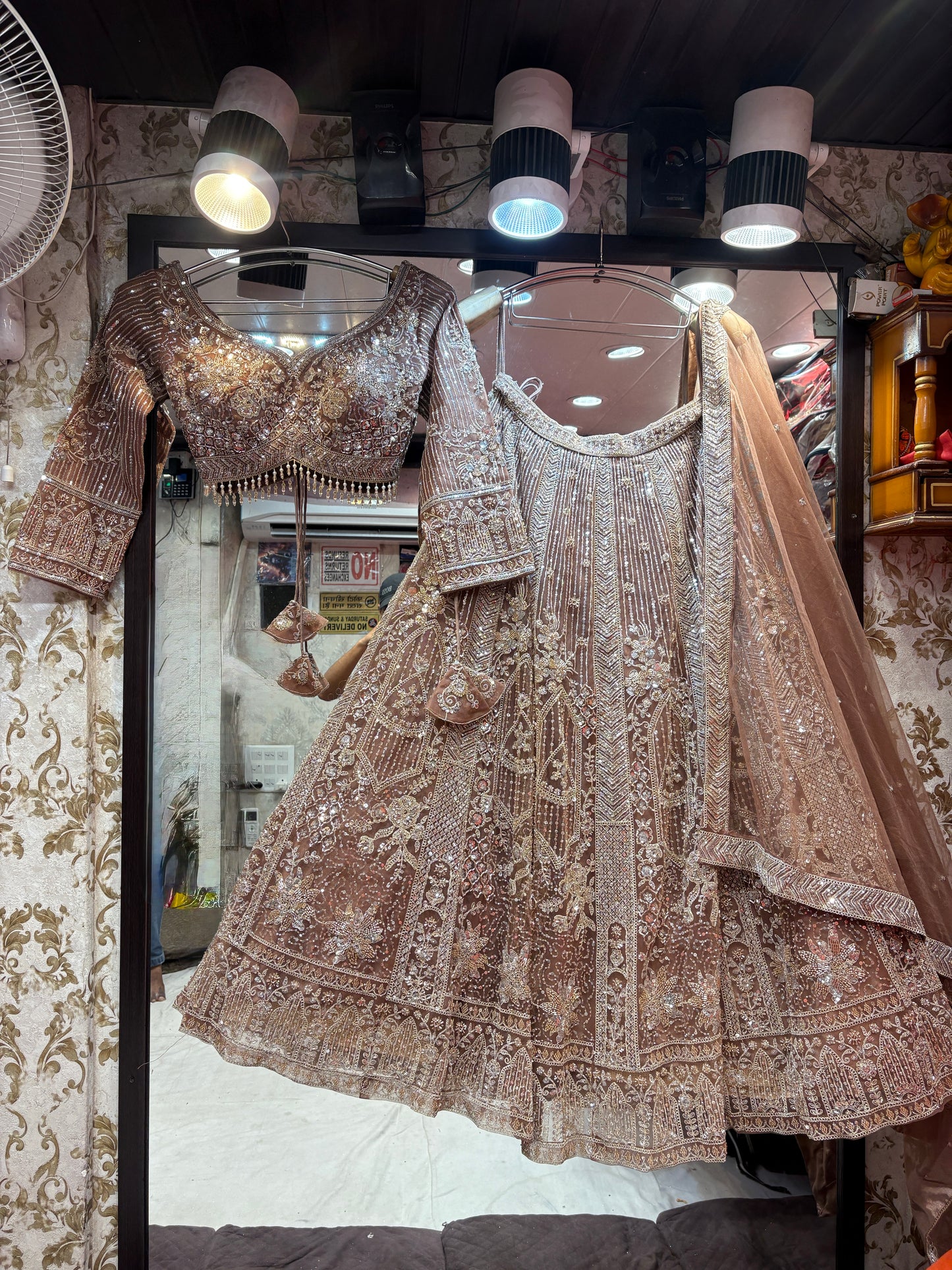 Good looking light peach Crop Top Lehenga