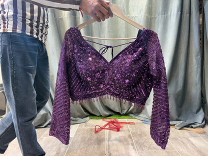 Delightful purple Crop Top Lehenga