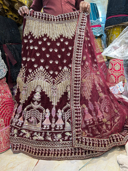 Khoobsurat maroon doli barat bridal lehenga❤️