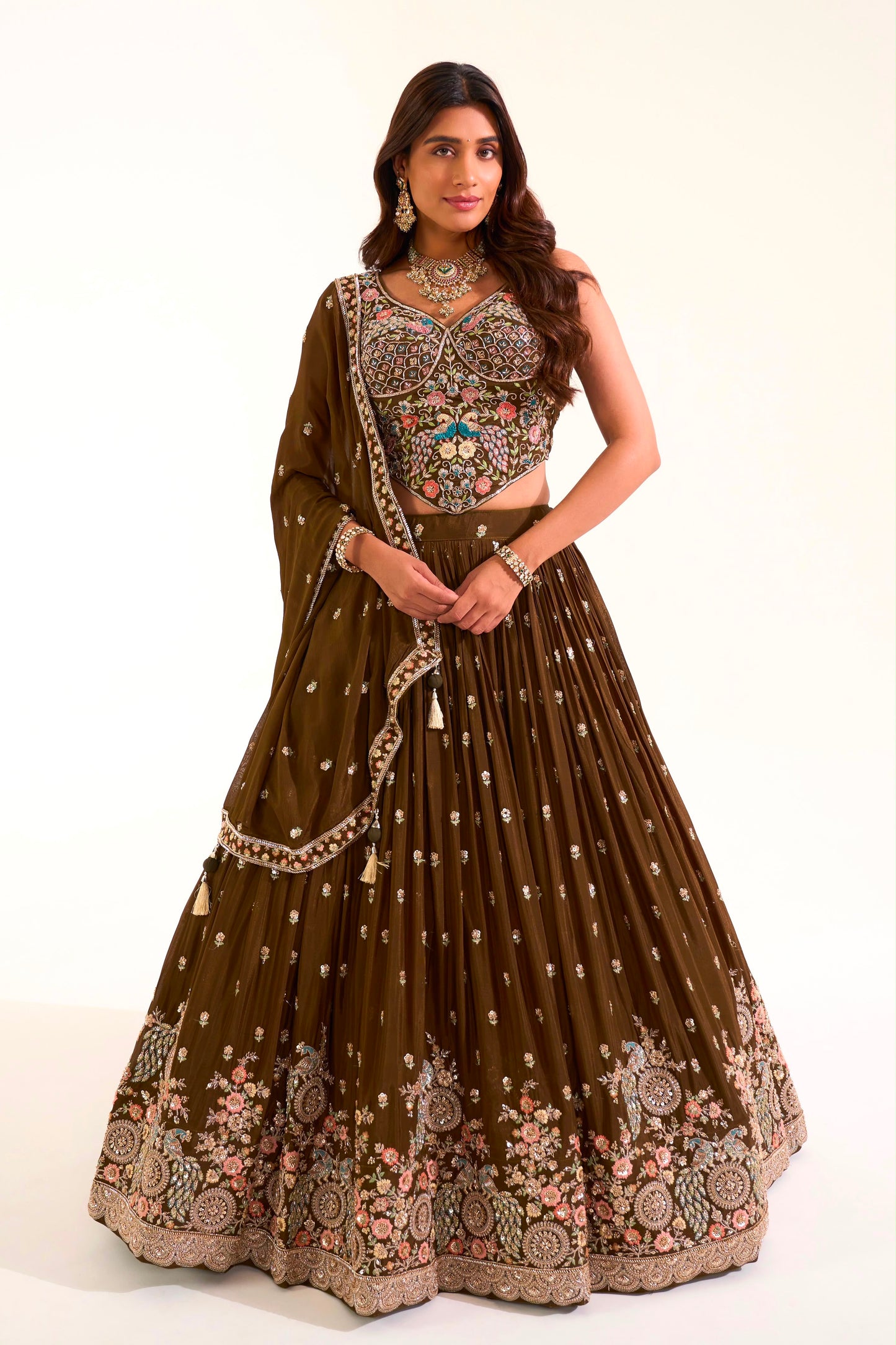Mustard Designer  Crop Top Lehenga - Shopping World