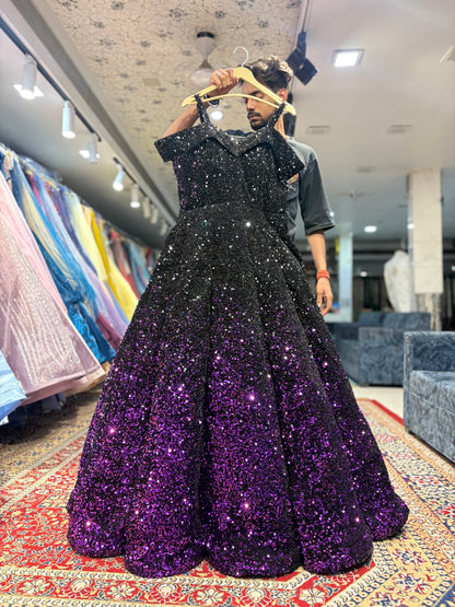 Majestic ball purple black gown