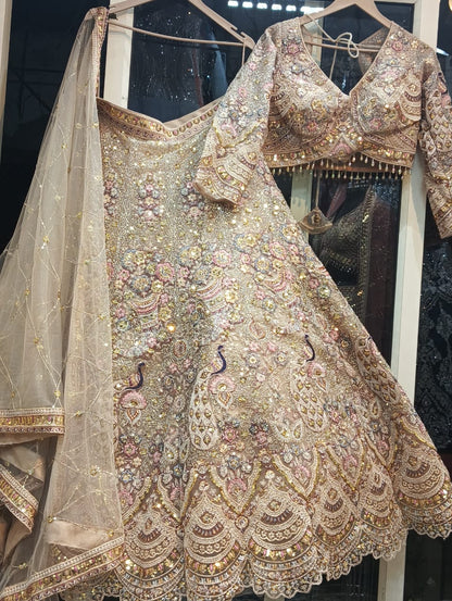 Glamorous purple peacock crop top lehenga